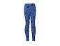 Blauwe kinderlegging met zwarte hartjes.