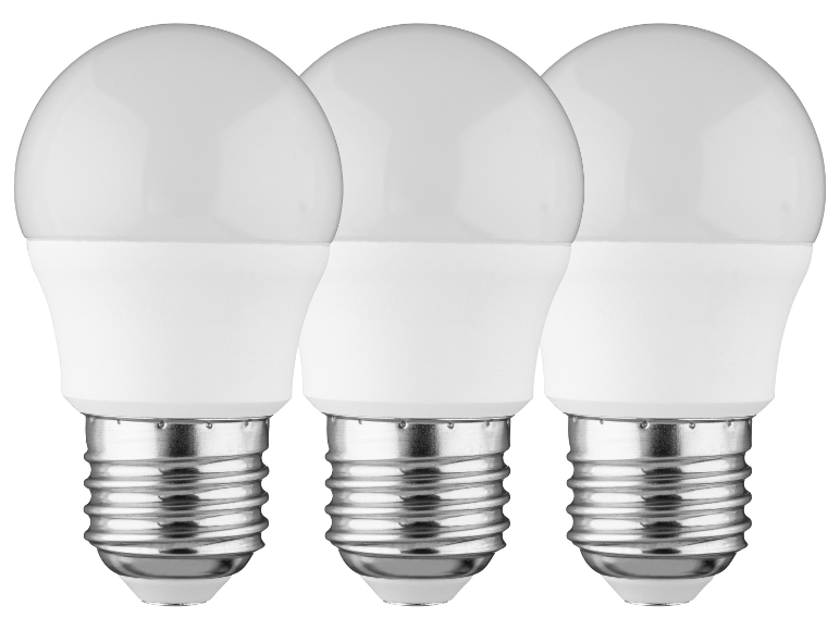 Drie witte GU10 LED-lampen.