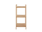 Een houten rek met drie planken.