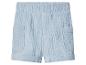 Lichtblauwe mousseline shorts met elastische taille en zakken.