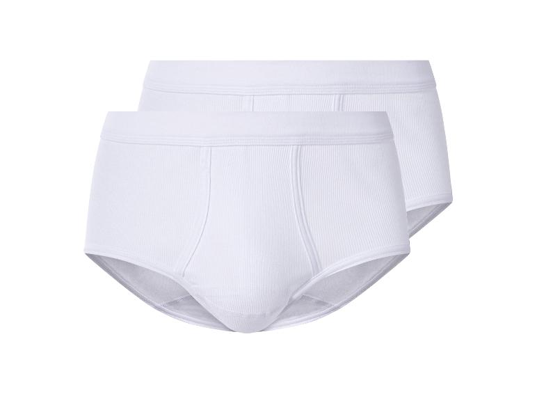 Twee witte geribbelde herenslips