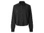 Zwarte damesblouse met lange mouwen en opengewerkt patroon