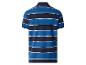 Heren poloshirt met korte mouwen in blauw, marineblauw en wit gestreept, achterkant.