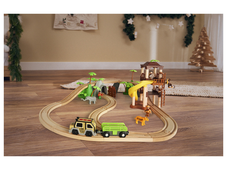 Ga naar volledige schermweergave: Playtive Houten spoorweg jungle of passagierstrein - afbeelding 3