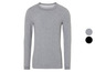 Grijze longsleeve met ronde hals, ook beschikbaar in zwart en grijs.