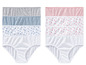 Twee sets van witte onderbroeken met verschillende patronen.