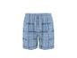 Heren blauwe geruite pyjamashort met trekkoord.