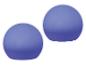 Twee blauwe halve bollen met een zachte gloed op een witte achtergrond.