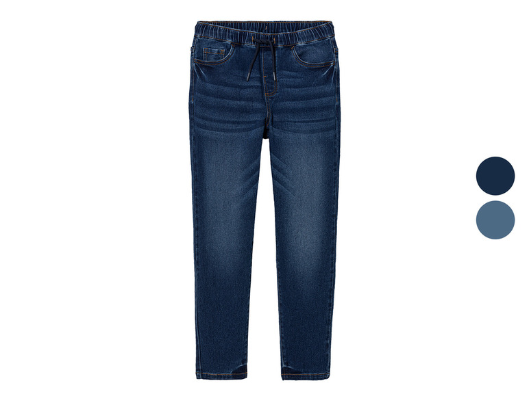 Donkerblauwe jeans met trekkoord