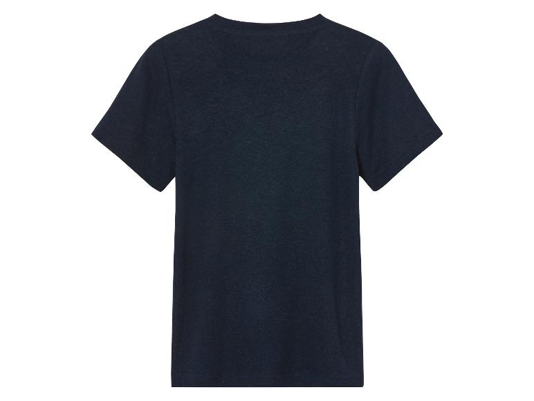Donkerblauw t-shirt met korte mouwen.