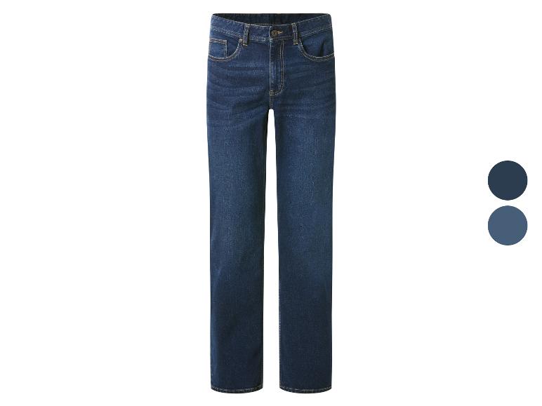 Donkerblauwe herenjeans met twee kleurstaaltjes.