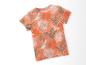 Kinder T-shirt, tropische print, koraal en groene kleuren.