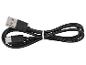 Zwarte USB-A naar USB-C kabel, samengebonden met een witte tie-wrap