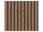Houten lambrisering met verticale bruine latten en een donkergrijze achtergrond.
