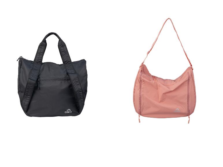 Crivit sporttassen: een zwarte tote bag en een roze schoudertas.