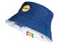 Lidl blauwe reversible bucket hat, winkelwagen print.