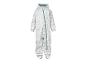 Baby grijze regenoverall met autopatroon en rits.