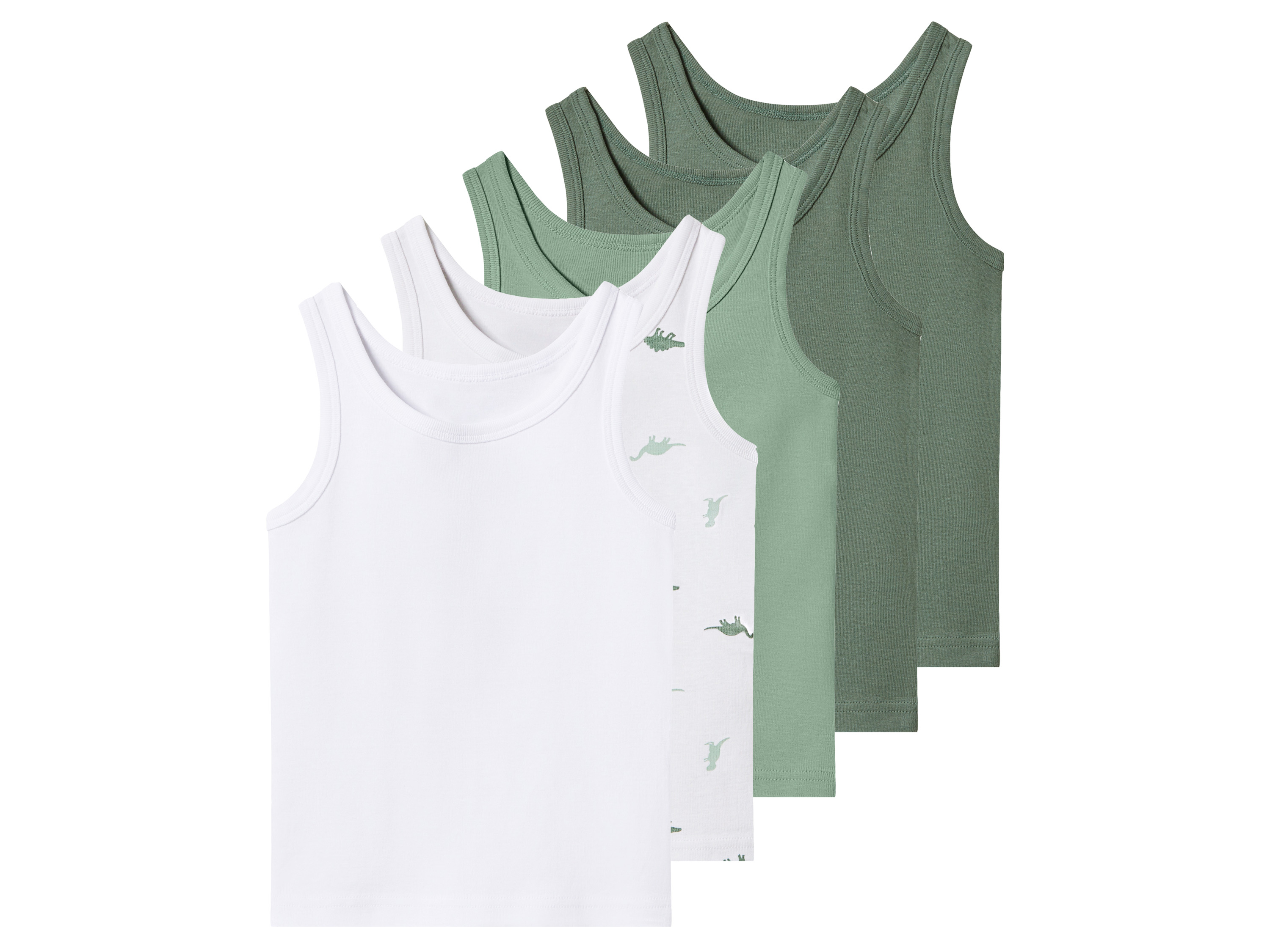 lupilu Set van 5 kinder hemden (Groen/wit, 122/128)