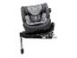 Grijze kinderautostoel met draaibare basis en Isofix-systeem.