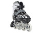 Zwarte inline skates met witte wielen en de naam 'Apollo'.