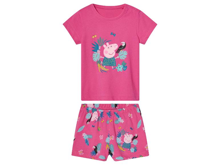 Roze Peppa Pig pyjama: shirt en short met tropische print.