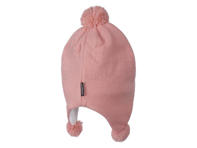 Roze gebreide kinderpet met pompons en Icepeak-logo