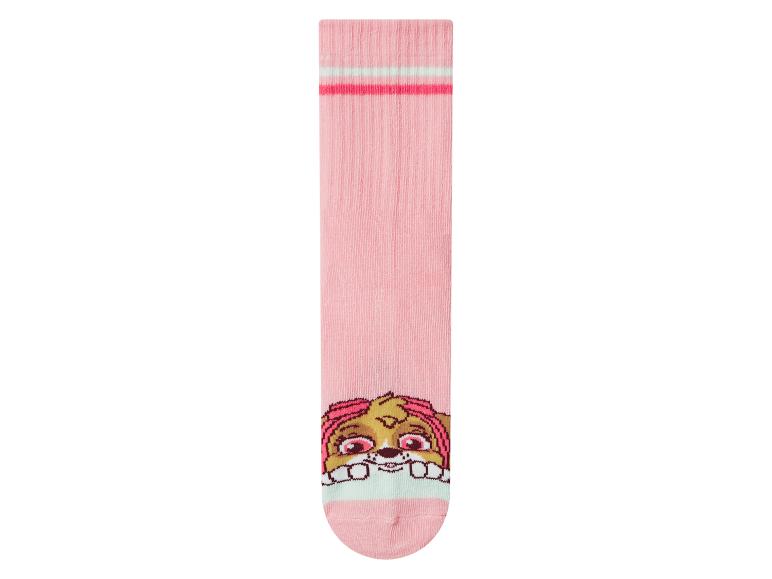 Roze kniekousen met strepen en Paw Patrol Skye-personage