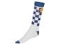 Le Coq Sportif sokken, wit en blauw ruitpatroon.