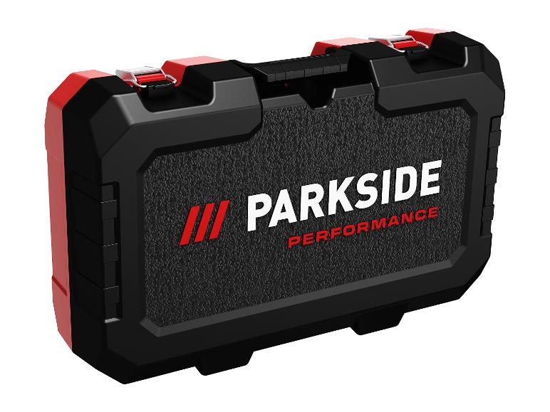 Zwarte en rode gereedschapskist met witte en rode tekst, op een witte achtergrond.