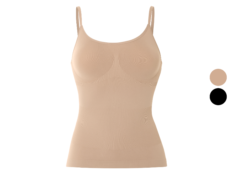 Beige corrigerend topje met dunne schouderbandjes, ook verkrijgbaar in zwart.