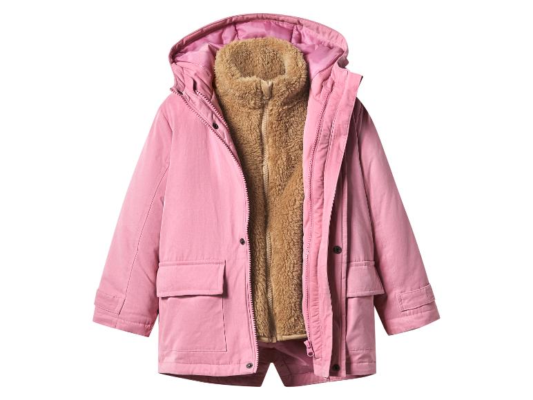 Roze parka met bruine imitatiebont voering