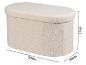 Beige, ovale poef met pluizige textuur, afmetingen 70x39x38 cm