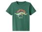 Groen T-shirt met een stegosaurus dinosaurusprint.
