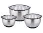 Drie GSW roestvrijstalen kommen met deksels.