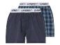 Twee paar Livery boxershorts voor heren, een effen en een geruit.