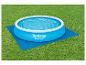 Bestway Fast Set zwembad en grondzeil op gras.