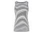 Wit-blauw gestreept, mouwloos shirt.