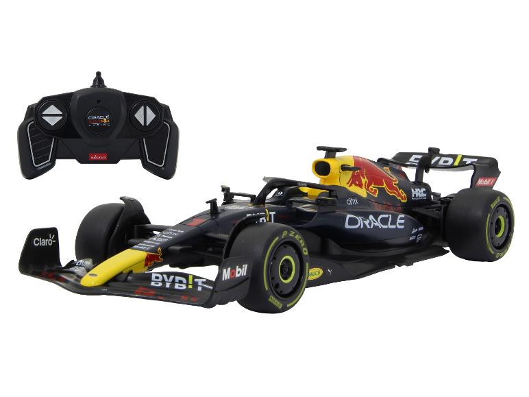 Een radiografisch bestuurbare Red Bull Formule 1 raceauto met Oracle sponsoring.