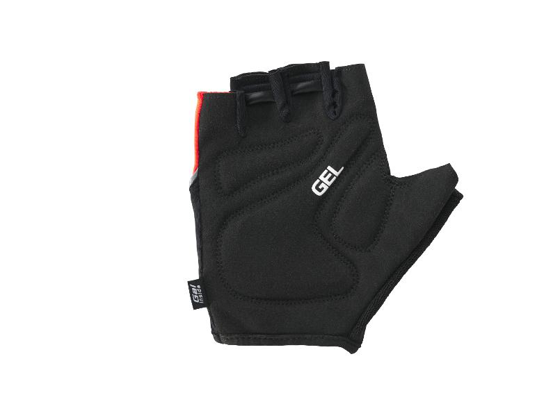 Korte zwarte fiets handschoenen met gel, rood detail.