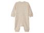 Lichtbeige baby romper met lange mouwen, achteraanzicht.