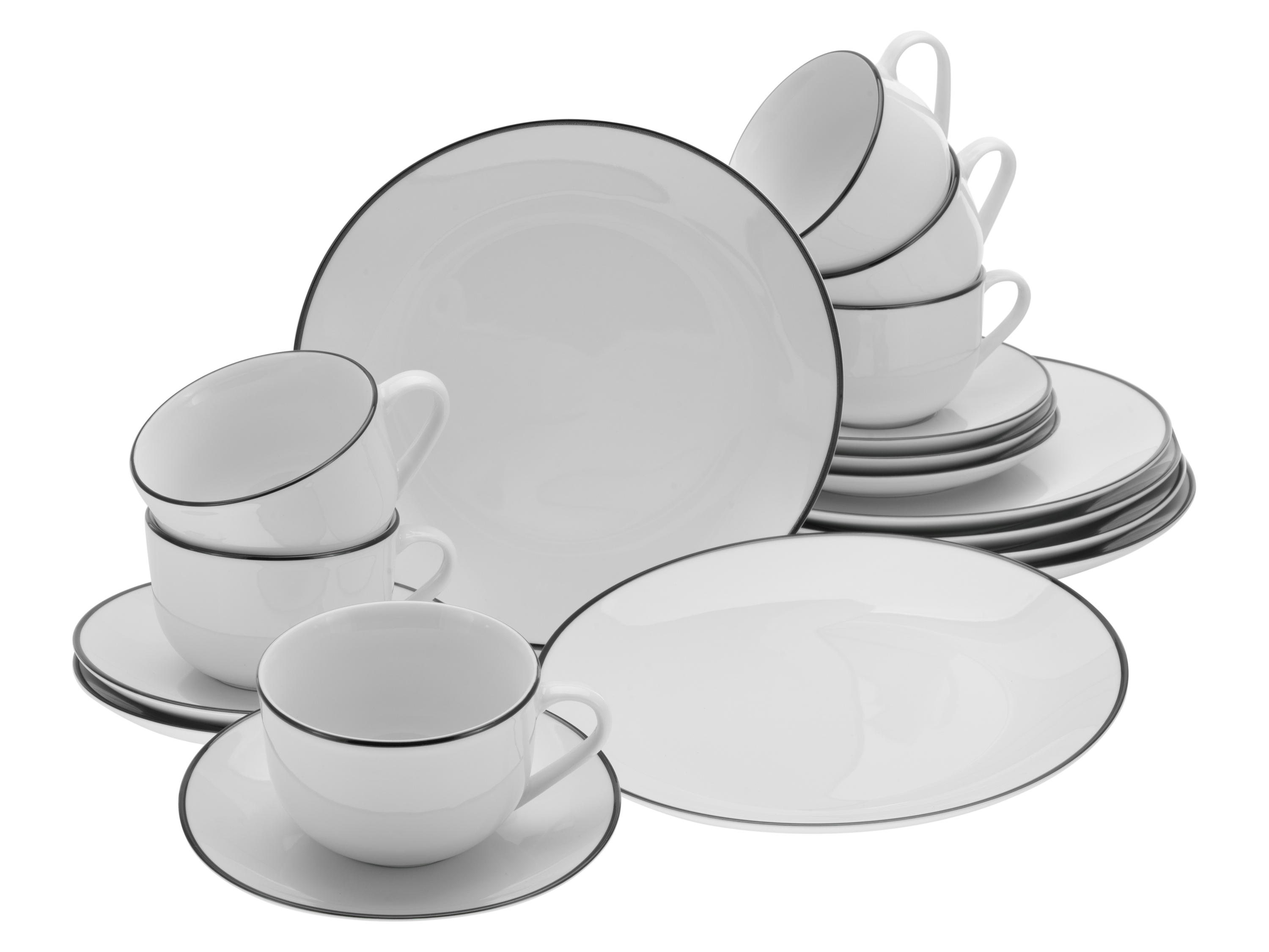 Creatable Serviesset Luna Black Line (18-delig koffieservies)