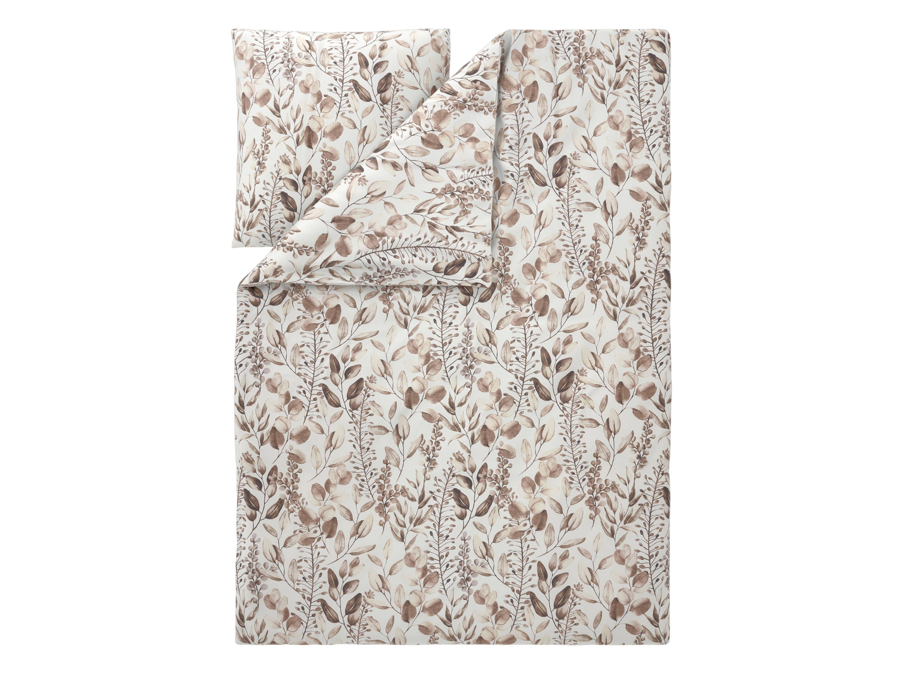 LIVARNO Polyester satijn dekbedovertrek 140 x 200 cm, 1-persoons (Bladeren)