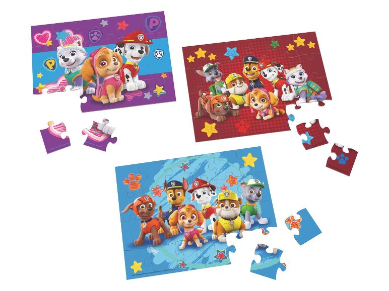 Drie puzzels met de Paw Patrol-personages.