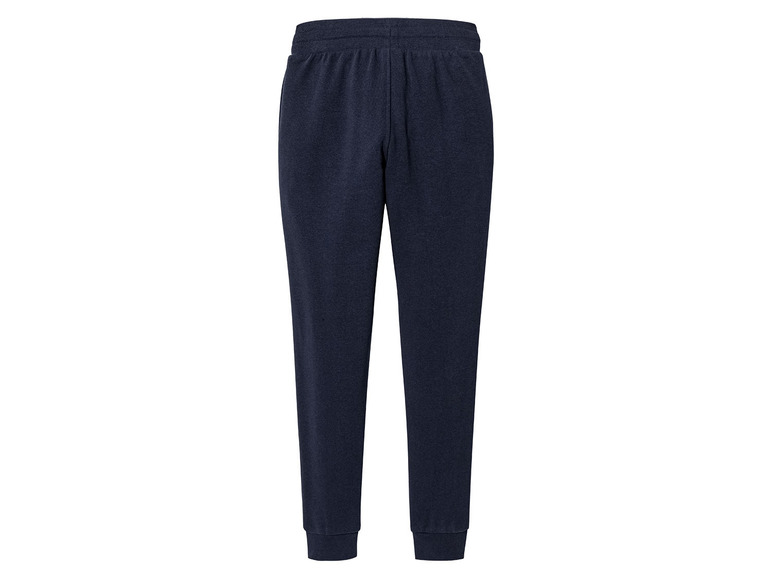 Donkerblauwe joggingbroek.