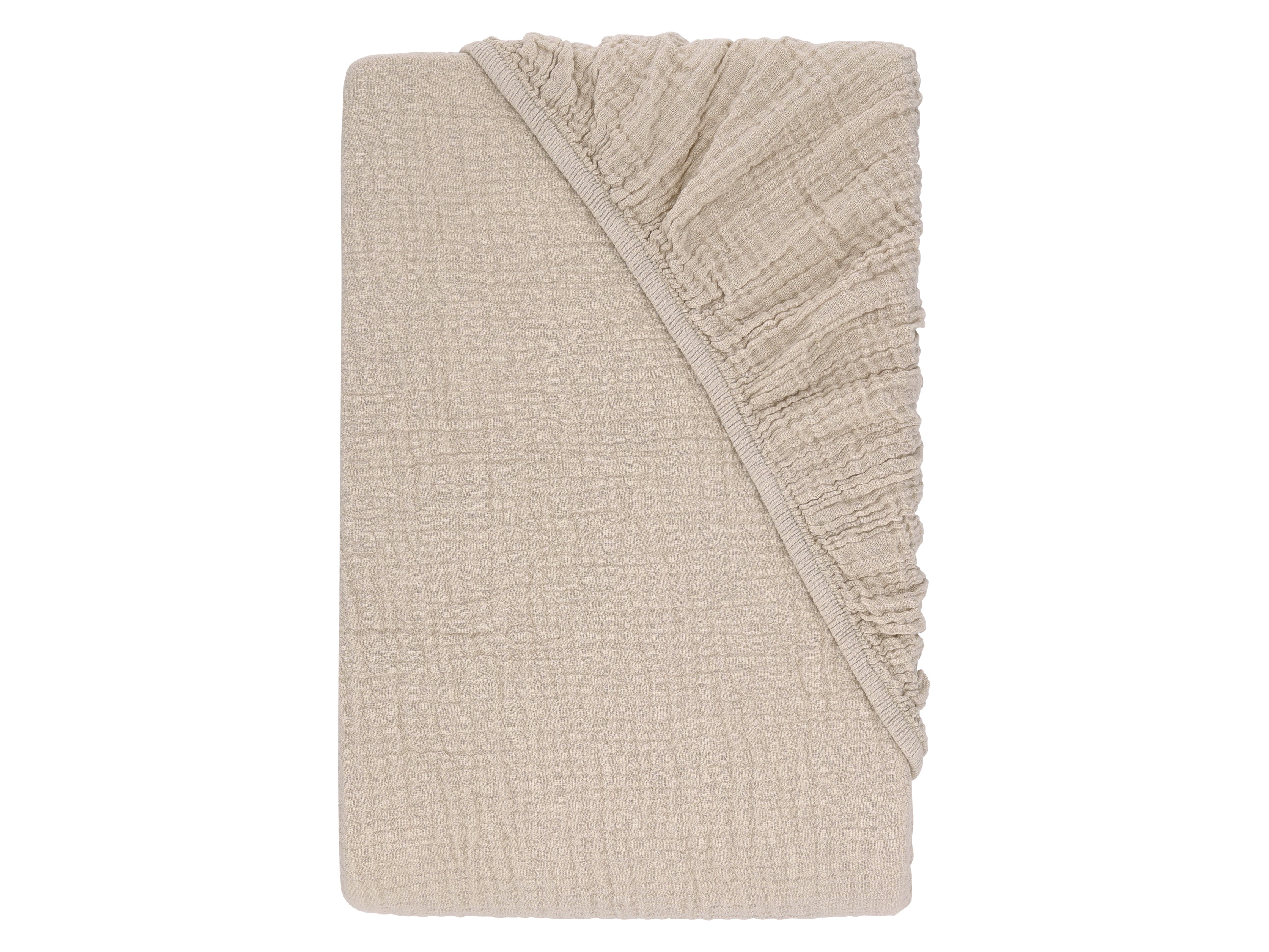 LIVARNO Mousseline hoeslaken 90-100 x 200 cm (Beige)