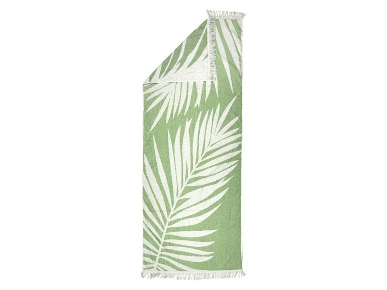 Groene strandhanddoek met palmbladpatroon