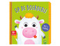 Een flapboek voor baby's over de boerderij met een koe