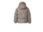 Beige kinder pufferjack met zwarte stippen, achteraanzicht