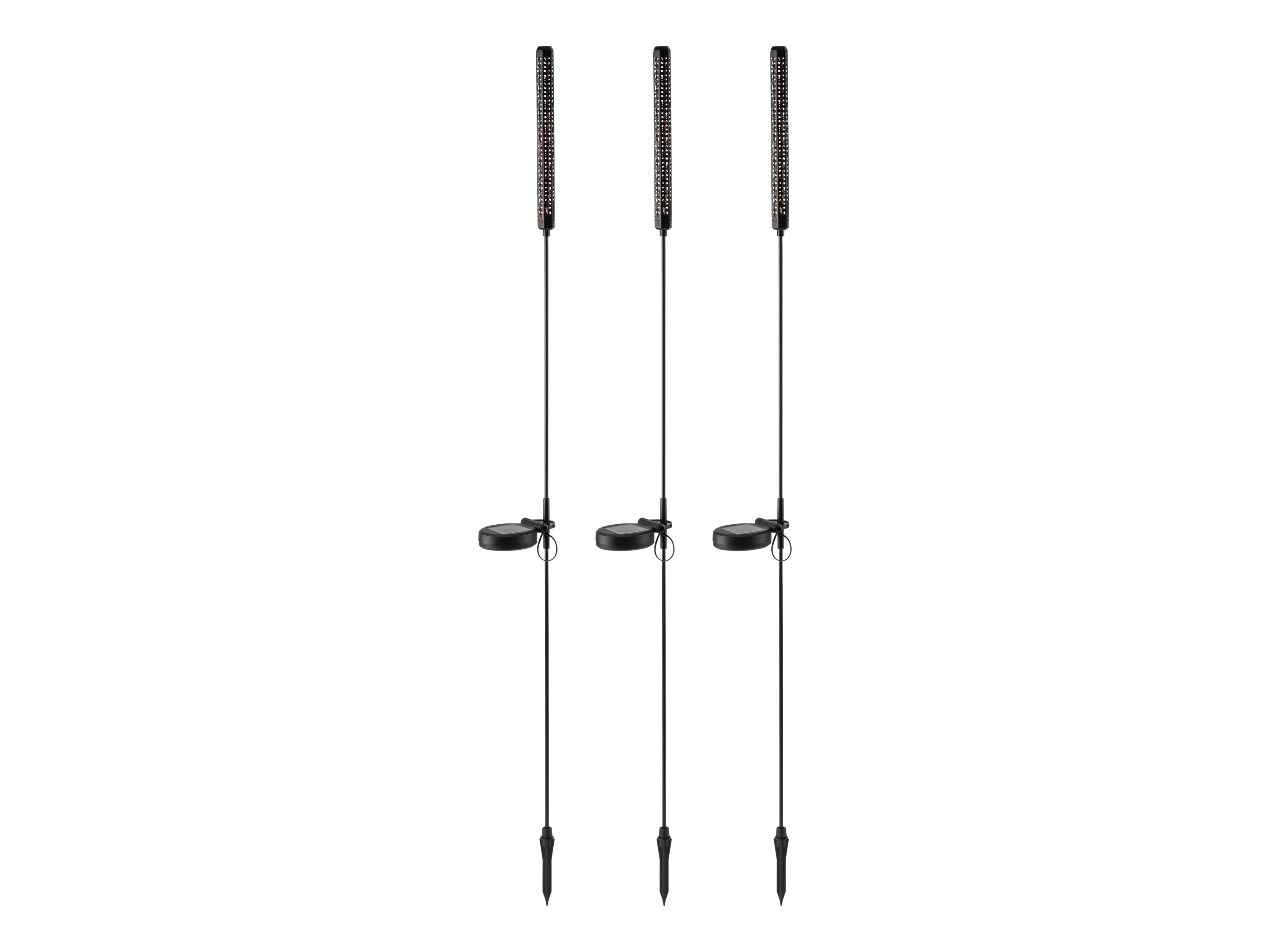 LIVARNO Set van 3 tuinlampen op zonne-energie - warmwit - 104 cm