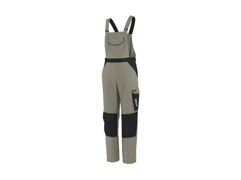 Parkside heren werkbroek met bretels in beige en donkerblauw